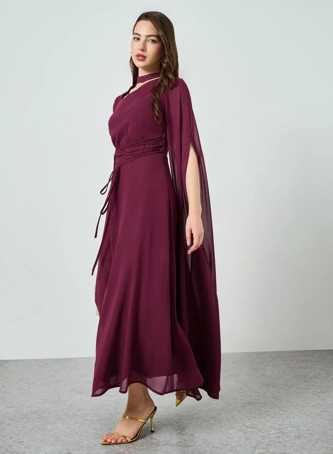 ستايلي فستان طويل مع أكمام بفتحات